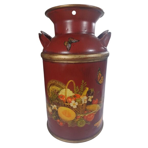 Vintage Farmhouse Milk Jug Jardinaire Vase Umbrella Stand Floral Rustic Decor